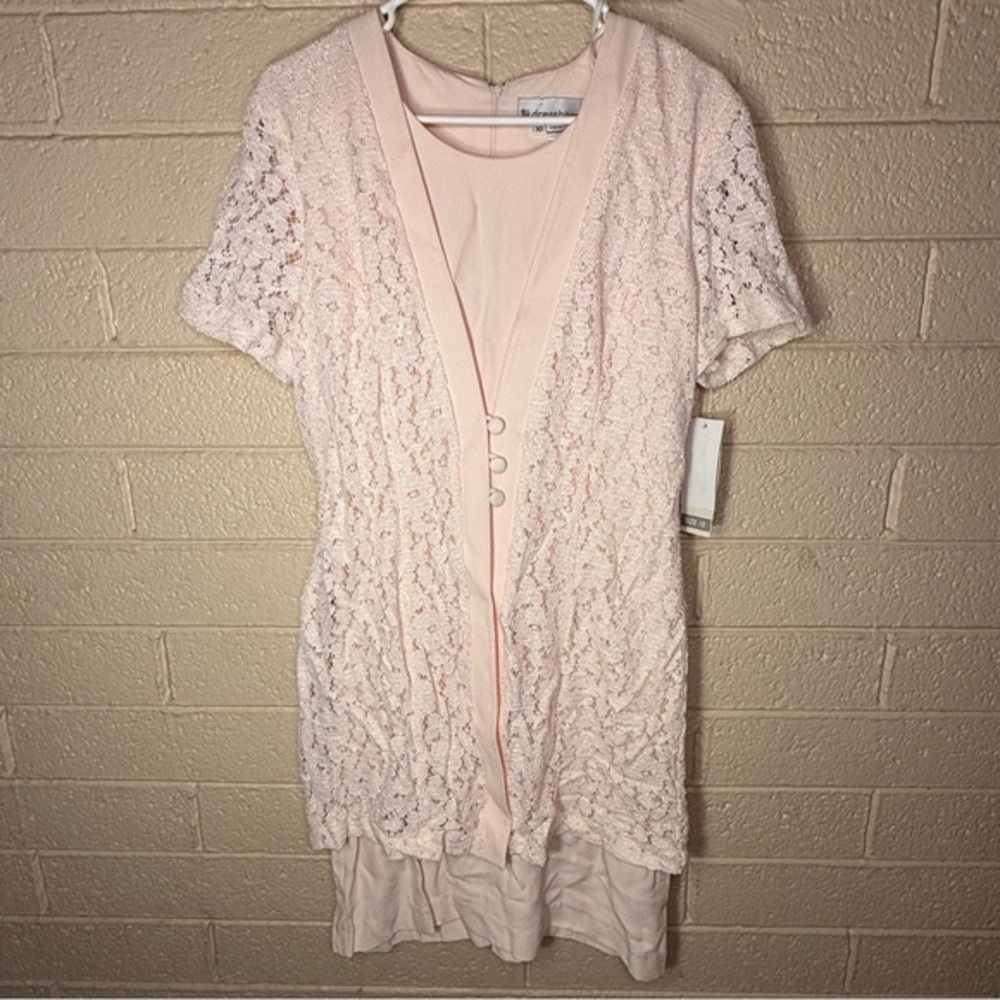 Dressbarn Pink Midi Dress with Lace Detailing